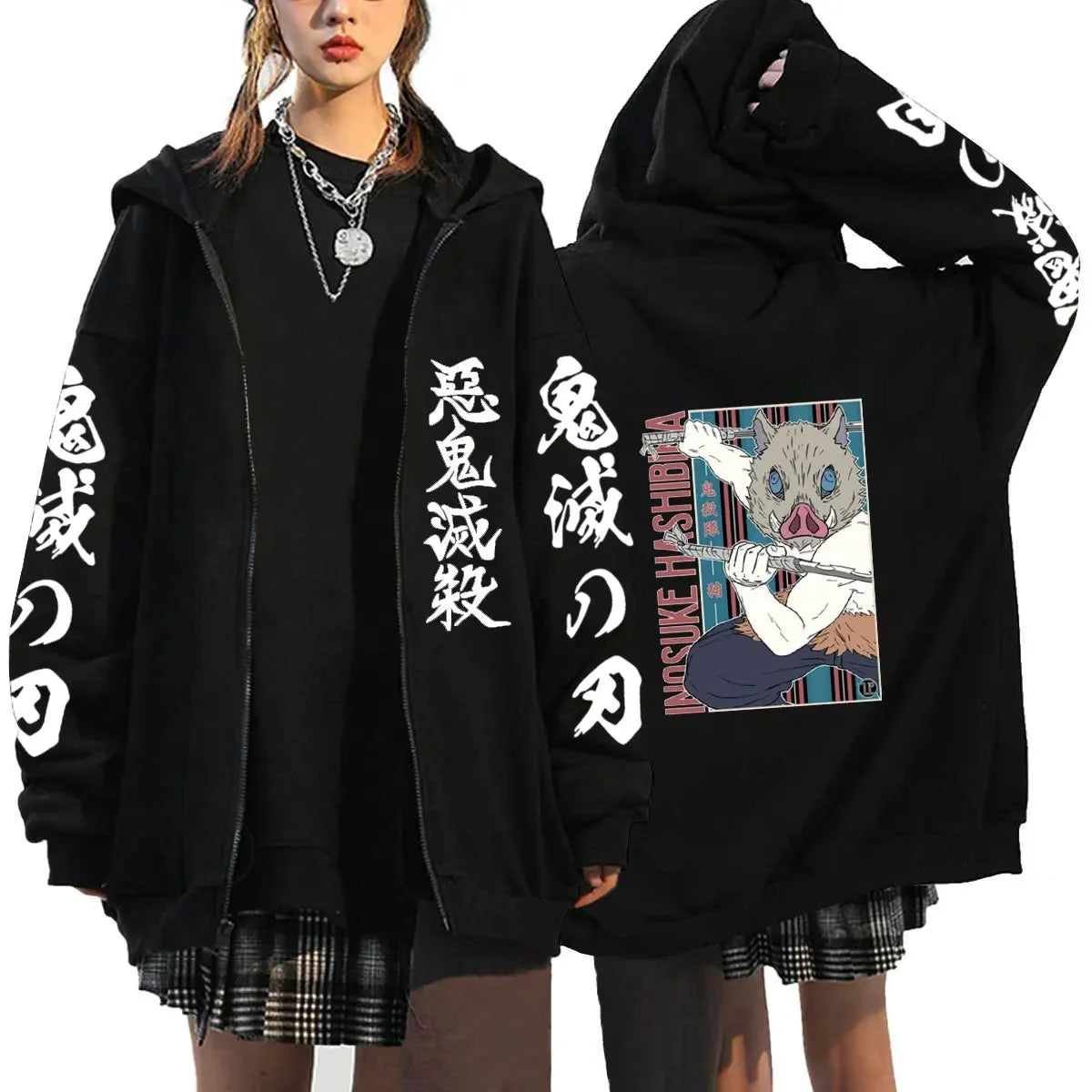 Women's Demon Slayer Zipper Hoodies™ Anime Oversized Full Zip Hoody