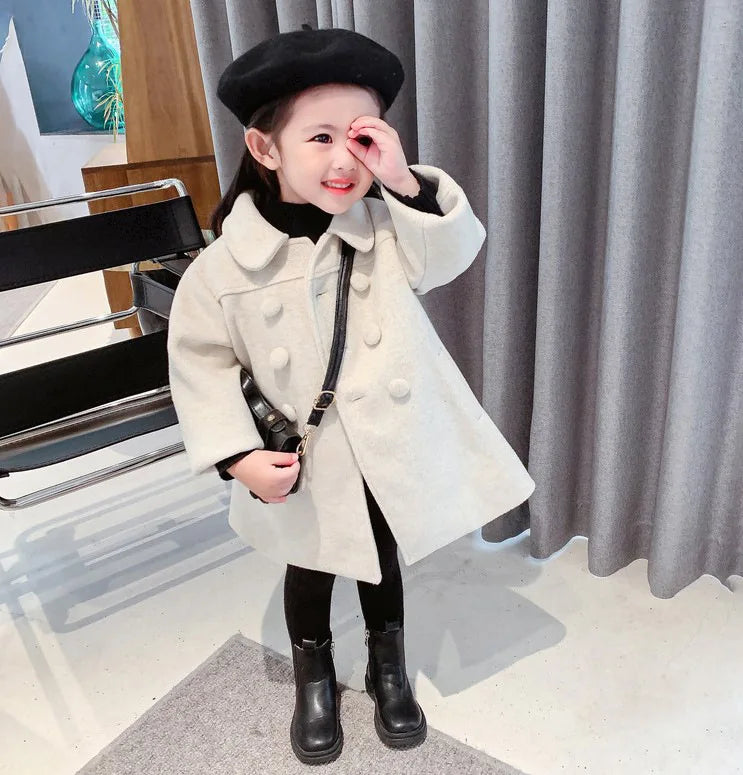 Girl's Long Cotton Coat™ Korean Style Thickened Double-breasted Jacket