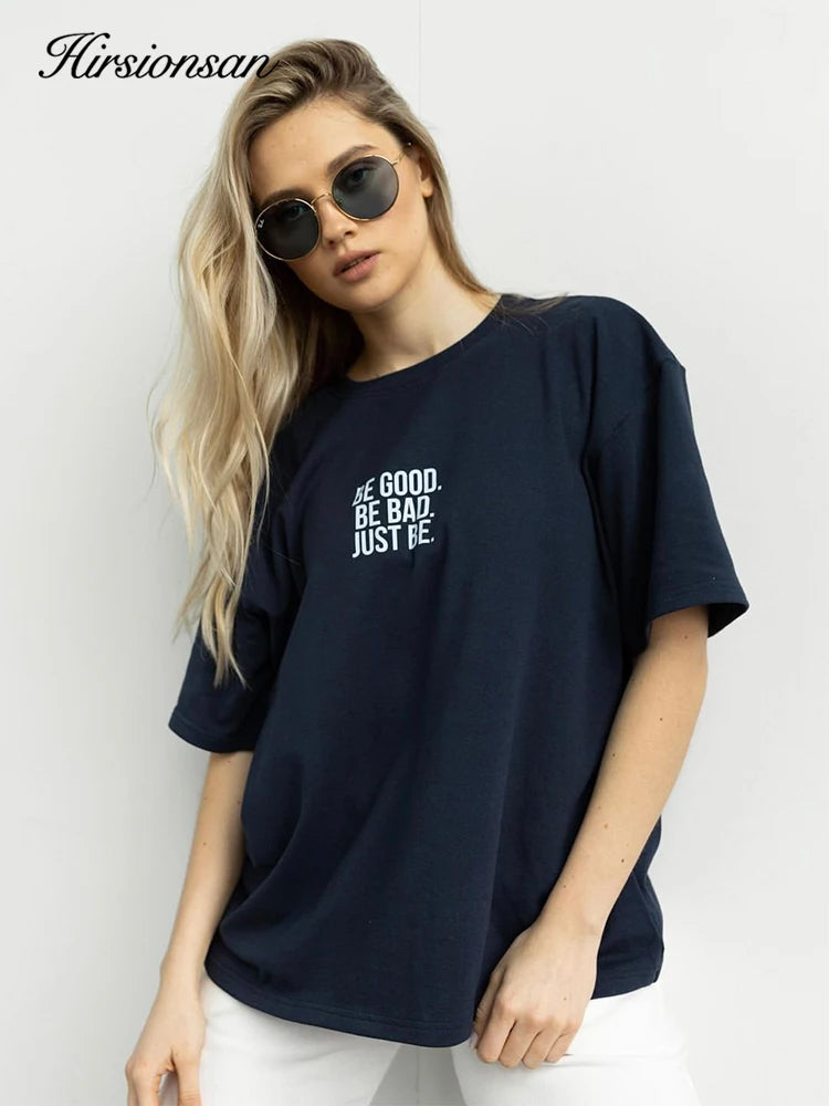 Women's Hirsionsan Simple Loose Letter Printed T-shirt™ Soft Short Sleeve Basic Tees