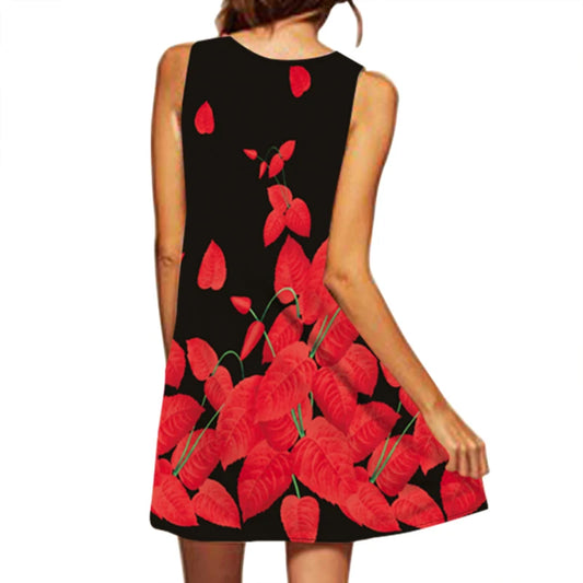 Women's V-neck Dress™ Sleeveless Printed Large Hem Dress