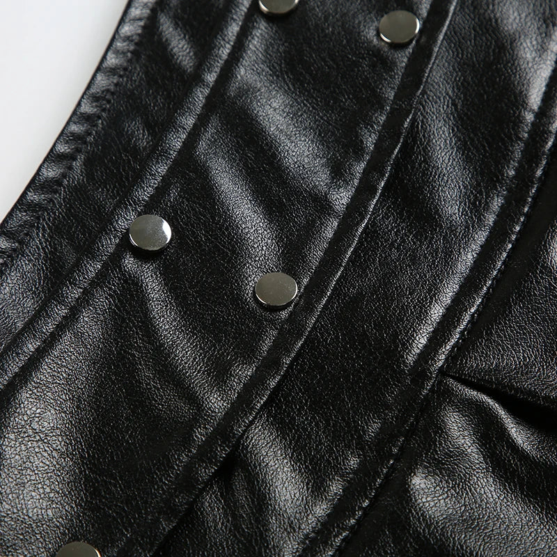 Women's Rockmore Y2k Vintage Mini Skirt™ Punk Style PU Leather High Waist Short Skirt