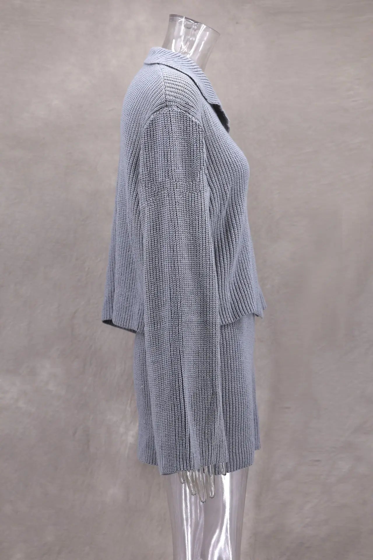 Women's Knitted Shirt and Skirt Set™ Long Sleeve Single Breasted Turn-Down Collar Shirt & Mini Skirt Cardigan Suits