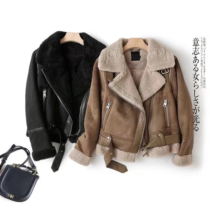 ZACK RAIN Women's Jacket™ Vintage Fur Integrated Lapel Long Sleeves Jackets