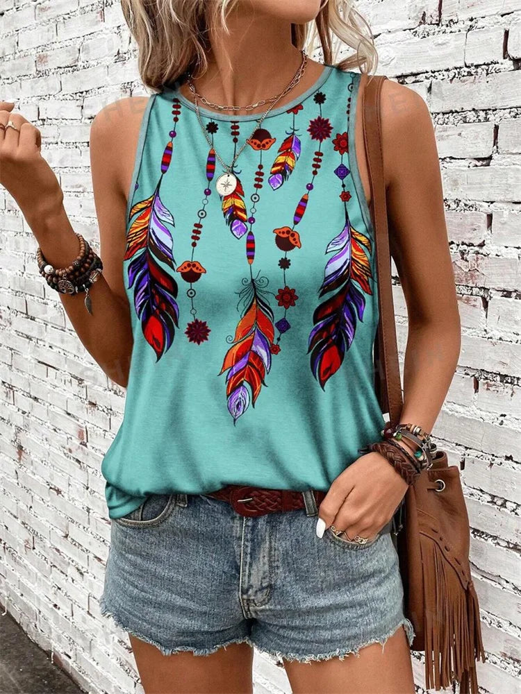 Women's  Print Tank Tops™ Outdoor Summer Sleeveless Crew-neck Tank Top