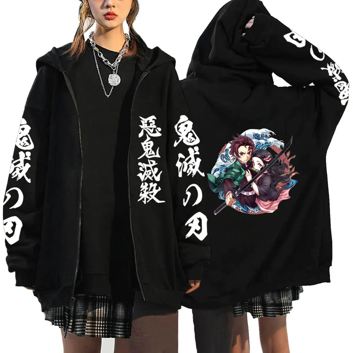 Women's Demon Slayer Zipper Hoodies™ Anime Oversized Full Zip Hoody