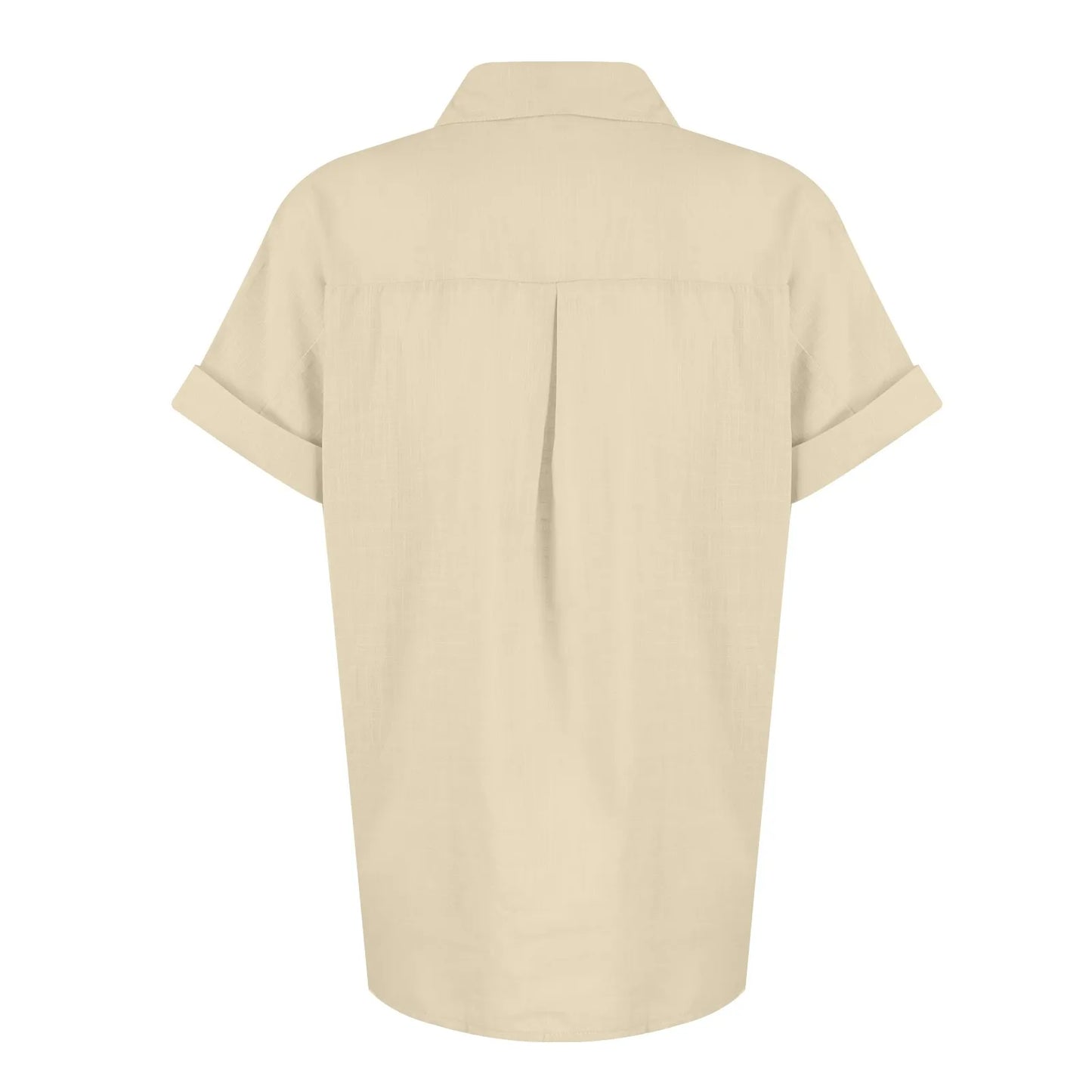 Women's  Cotton Linen Classic Shirts™ Short Sleeve Lapel Button Down Shirt