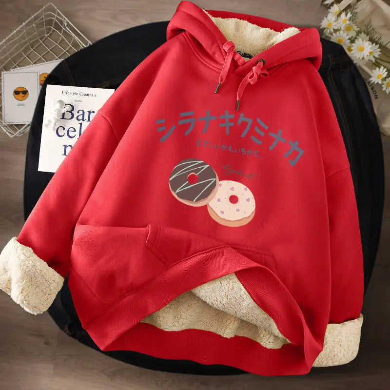 Women's Lamb Wool Pullovers™ Velvet Cartoon Hoodies