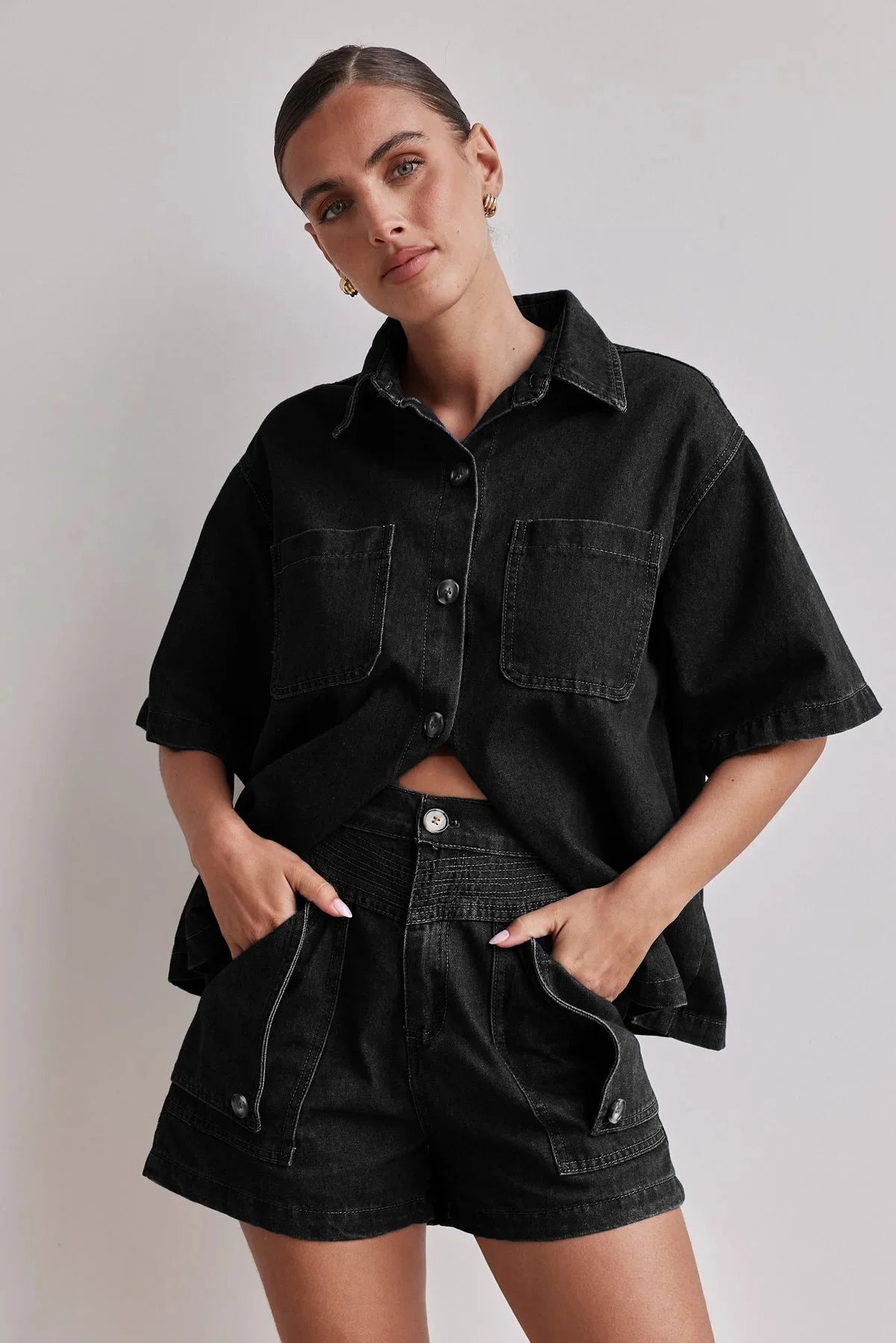 Women's Cross-Border Summer Suit™ Casual Vintage Loose-Fit Denim Shorts Suit
