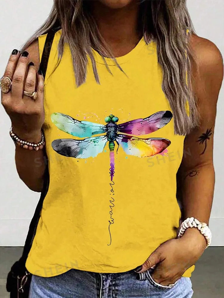 Women's O-neck Vest Print Tank Tops™  Sleeveless Loose Comfortable Top