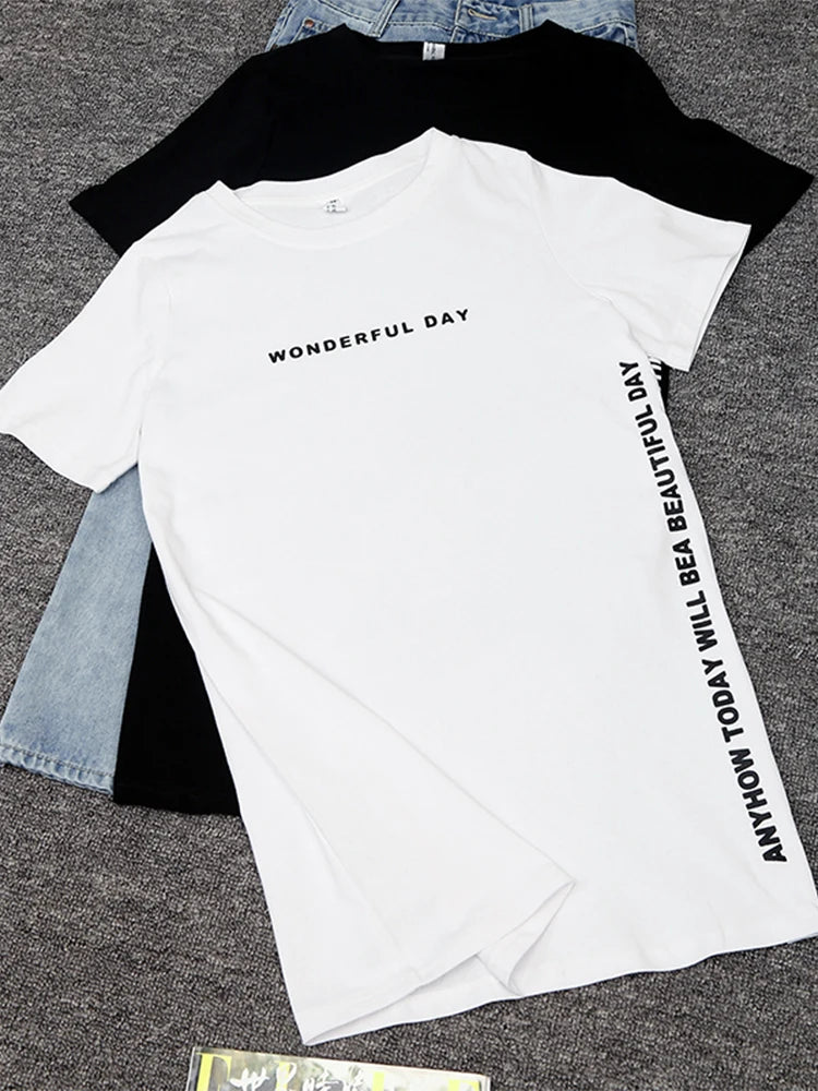 Women's T-shirts™ Summer  Loose Slit Tops Cotton Short sleeve t-shirt