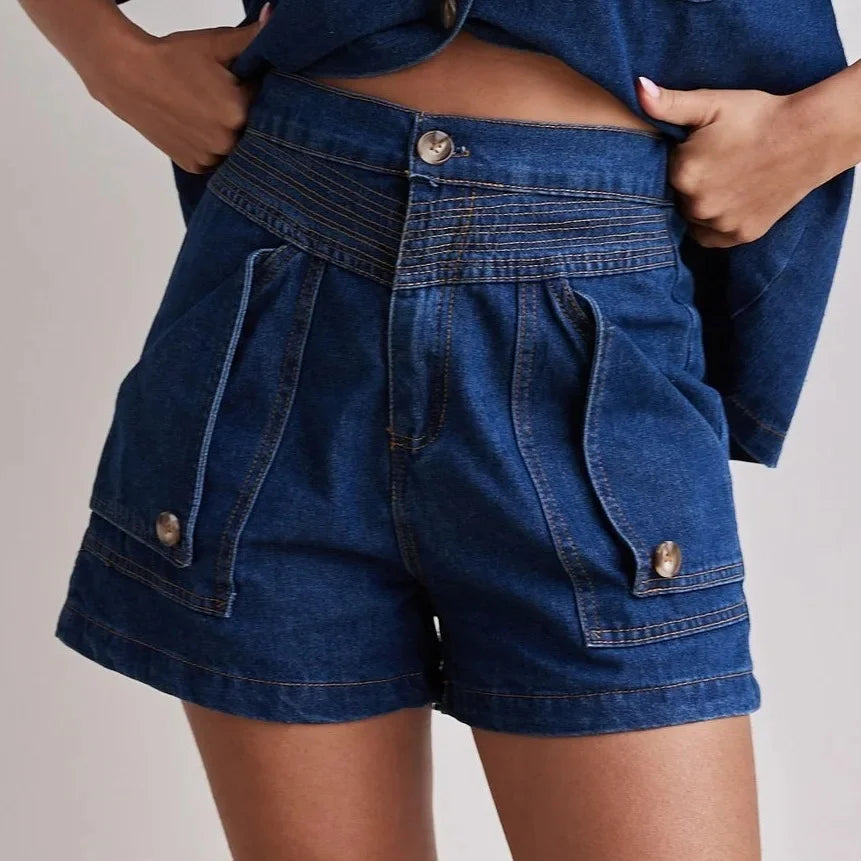 Women's Cross-Border Summer Suit™ Casual Vintage Loose-Fit Denim Shorts Suit