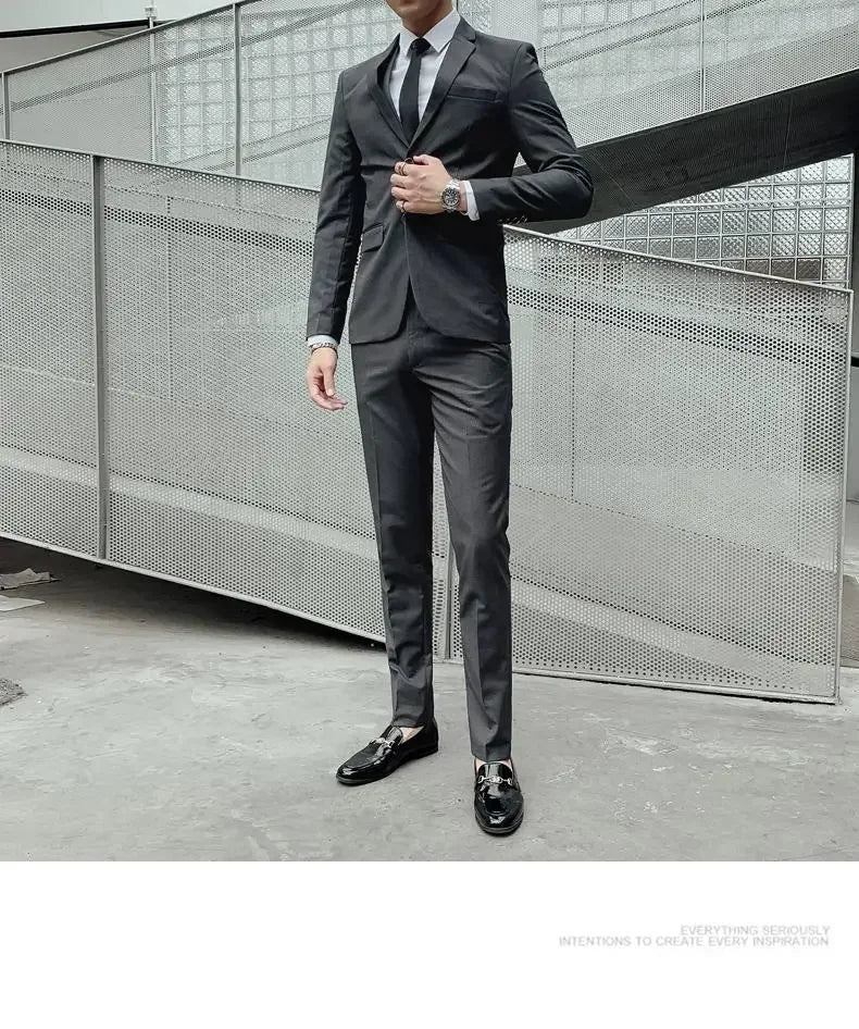 Men's Suit (Blazer+ Vest + Pants)™ Solid Color Casual Slim-fit Suit
