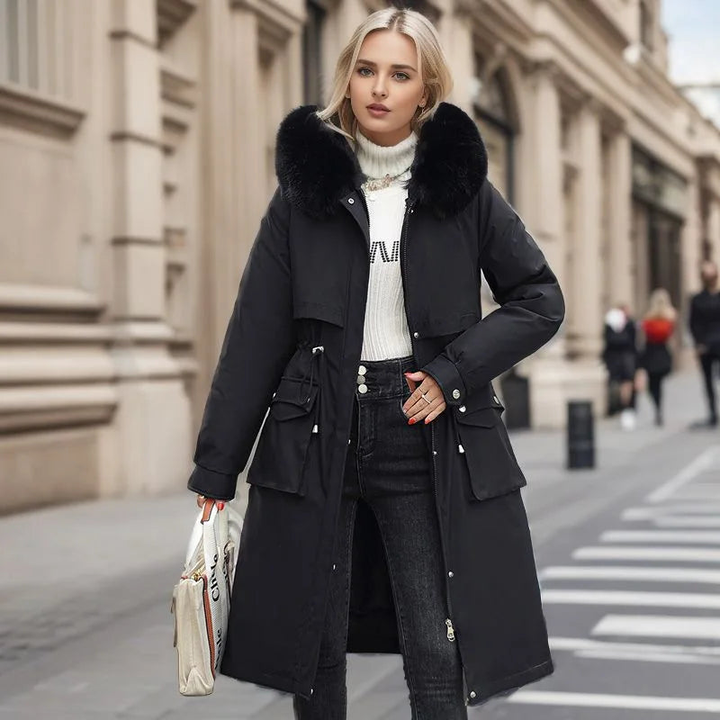 Women's Parkas Coat™ Thick Pinch Cotton Detachable Inner Tank Long Over Knee Coat