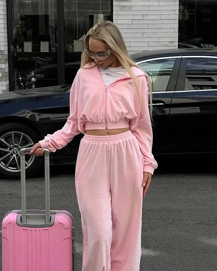 Women's Casual Two Piece Set™ Long-sleeved Hooded Cardigan + Elastic Trousers Tracksuit