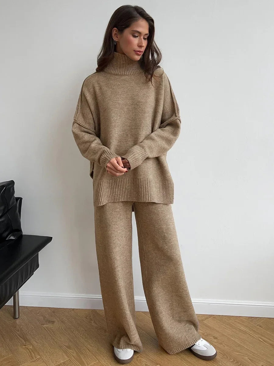 Women's Turtleneck Knitted Suits™ Thick Loose Pullover & Trousers Sets