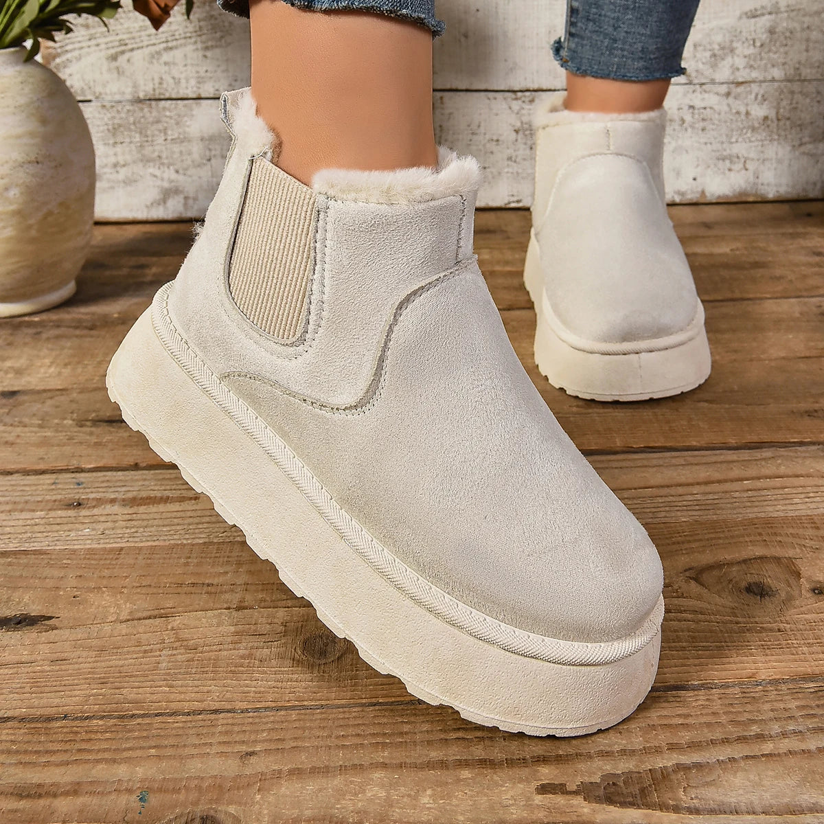Women's Winter Short Plush Boots™ Warm Snow Suede Fur Chelsea Ankle Boots