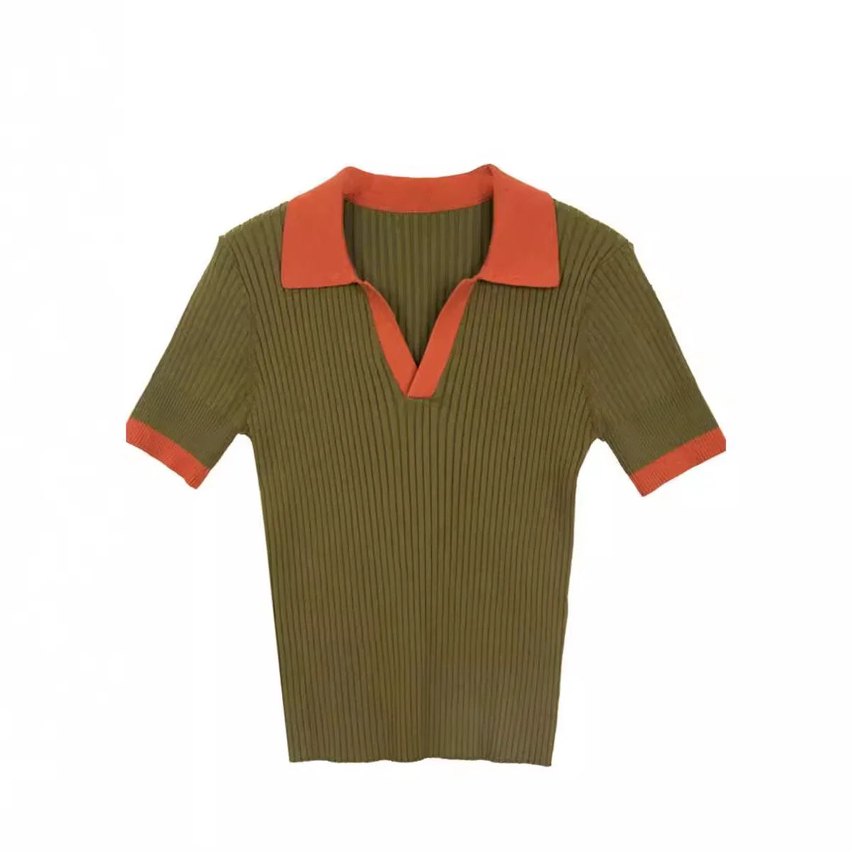 Women's V Neck Knitted Tops™ Short Sleeve Slim Casual Vintage T-shirt