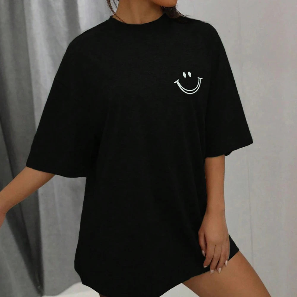 Women's Happy Expression Printed T Shirt™ Short Sleeve Cotton Crewneck T-Shirts