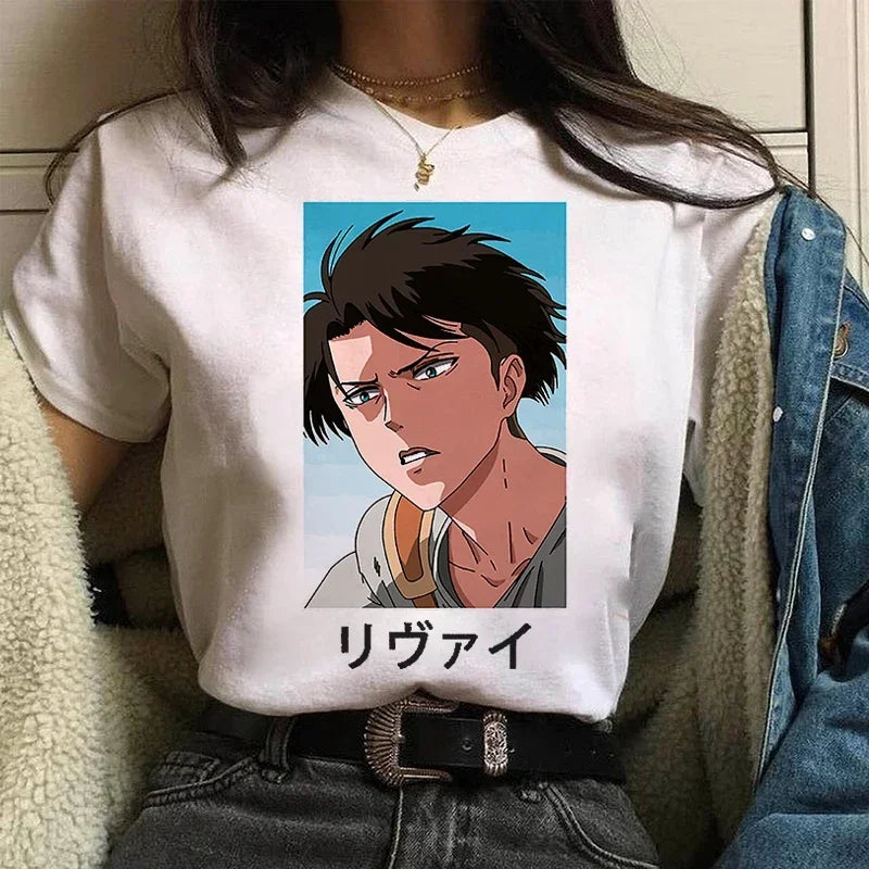 Women's T shirt™ Levi Ackerman Attack On Titan Anime Comics Japanese Graphic Cartoon Streetwear Tops