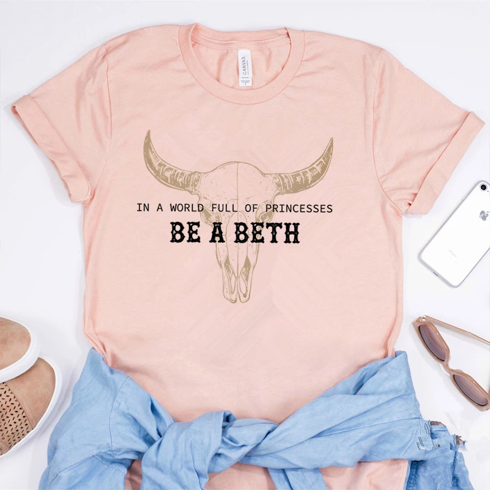 Women's Boho Cow Skull Howdy T-shirts™ Short Sleeve Summer Tees