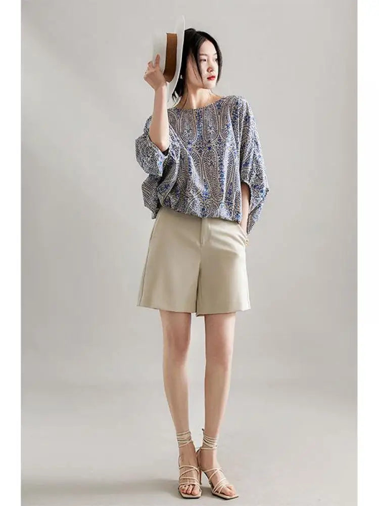 Women's Vintage Bow Bandage Print Shirts™ Korean Batwing Sleeve  Tops