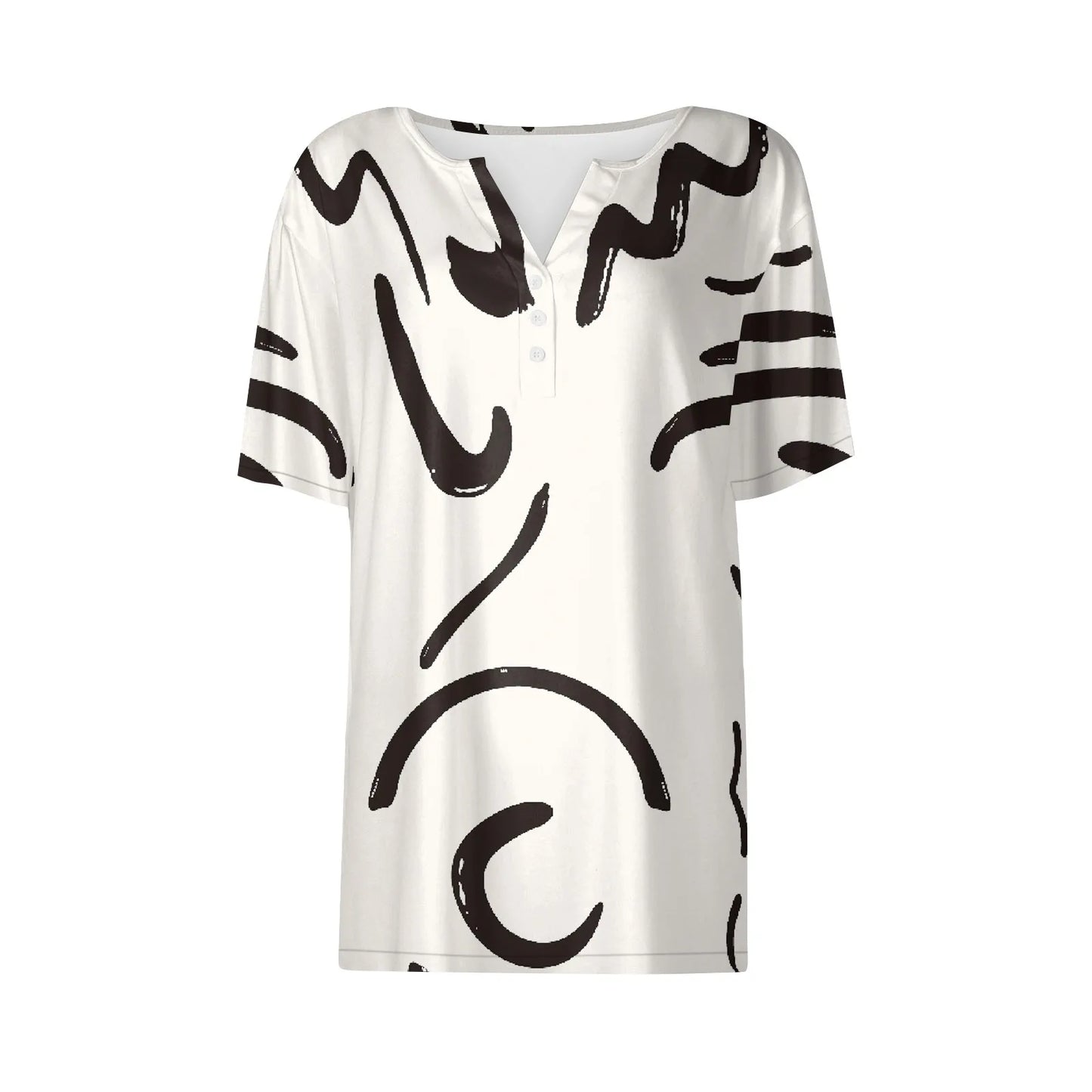 Women's Summer Patchwork T-Shirts™ Short Sleeve Loose Ladies V-Neck Tops