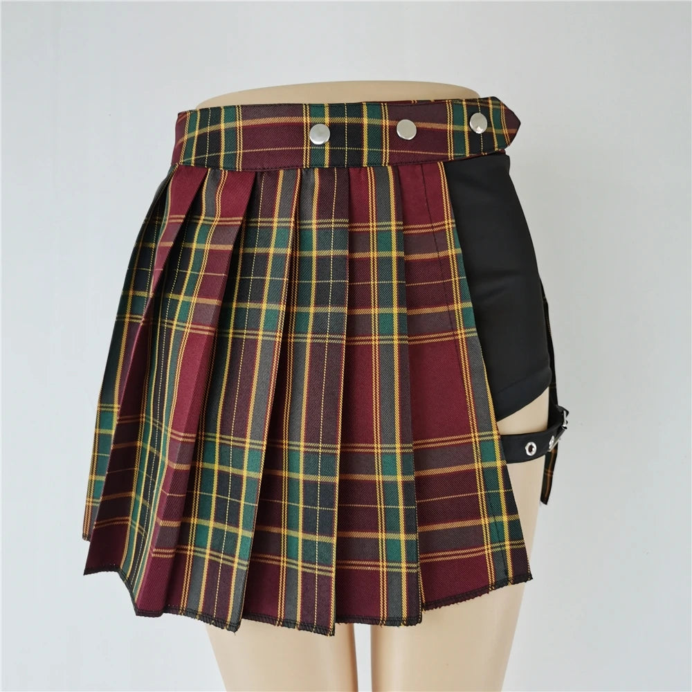 Women's Harajuku Punk Gothic Mini Skirt™ High Waist Patchwork Bandage Skirt