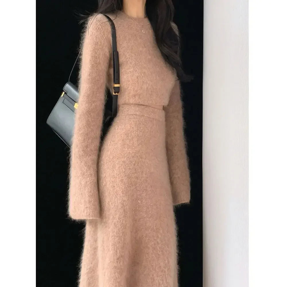 Women's Suit™ Autumn/winter High-end French Elegant Socialite Style Knit Sweater Dress Two-piece Suit