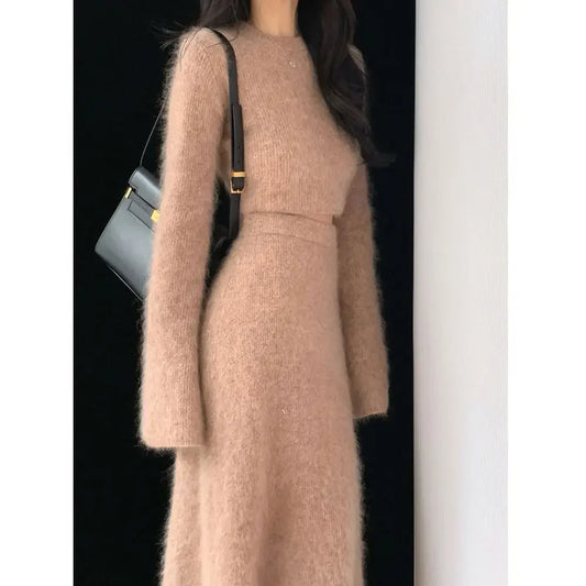 Women's Suit™ Autumn/winter High-end French Elegant Socialite Style Knit Sweater Dress Two-piece Suit