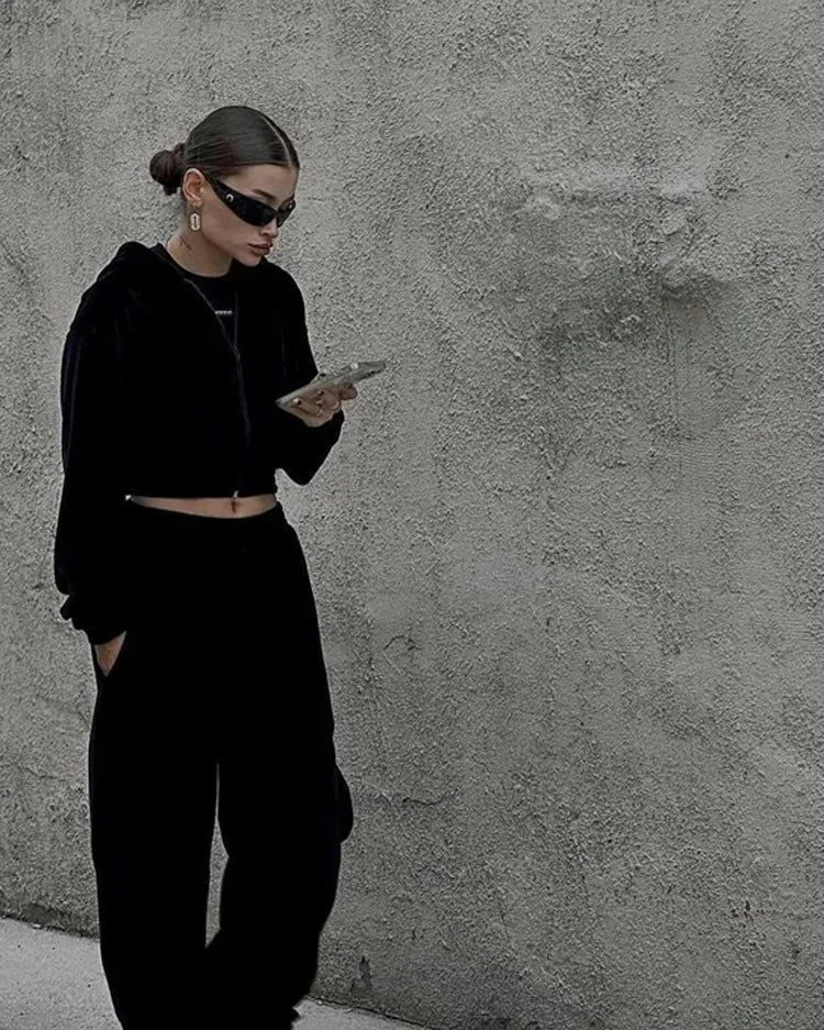 Women's Casual Two Piece Set™ Long-sleeved Hooded Cardigan + Elastic Trousers Tracksuit