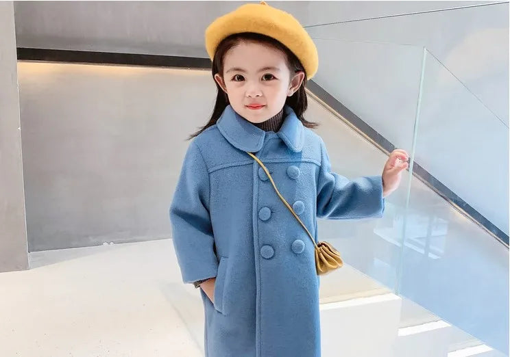 Girl's Long Cotton Coat™ Korean Style Thickened Double-breasted Jacket