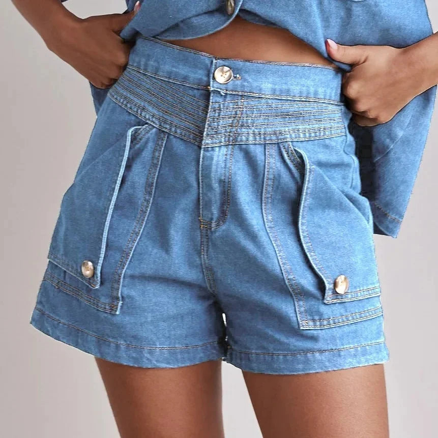 Women's Cross-Border Summer Suit™ Casual Vintage Loose-Fit Denim Shorts Suit