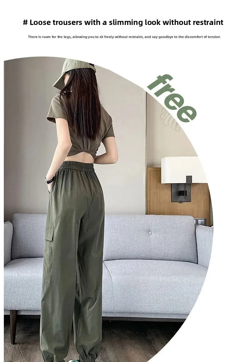 Women's Thin High Waist Cargo Pants™ Long Drapey Quick Dry Trousers