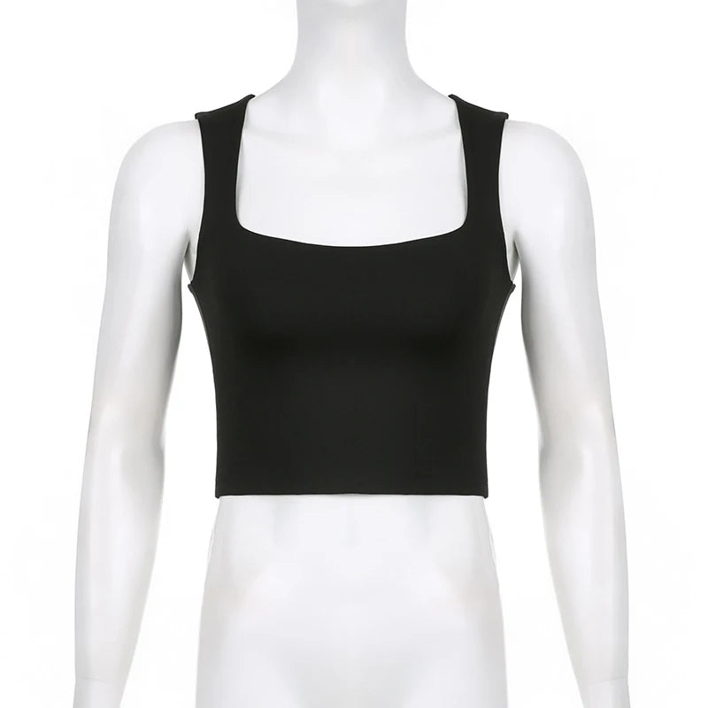 Women's Sleeveless Collar Crop Tops™ Y2K Summer Black Tank Tops