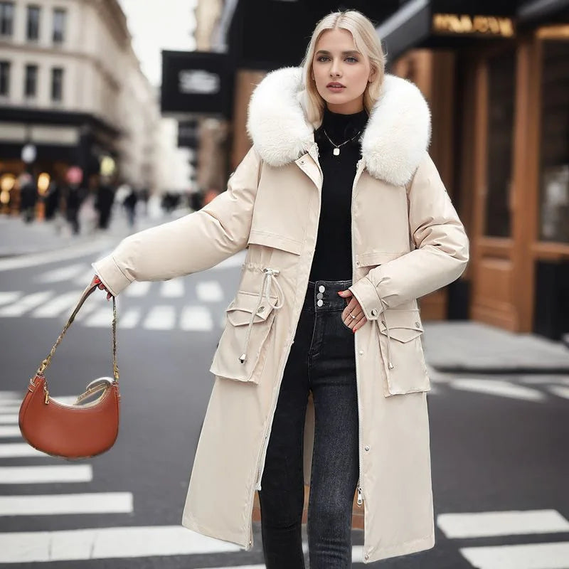 Women's Parkas Coat™ Thick Pinch Cotton Detachable Inner Tank Long Over Knee Coat