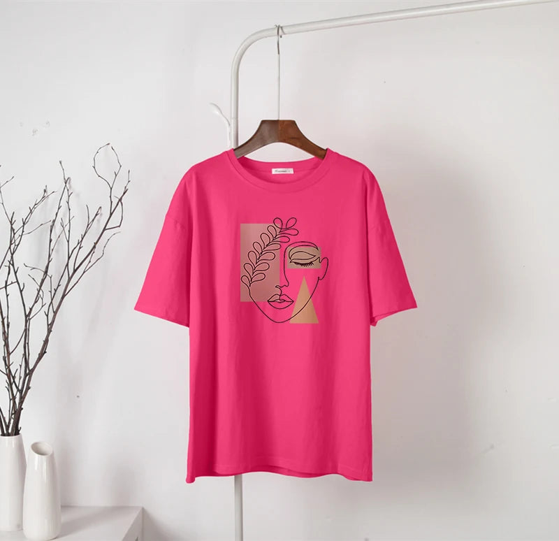 Women's Hirsionsan Aesthetic Character Printed T Shirt™  Vintage Soft Summer Cotton Basic Loose Tops