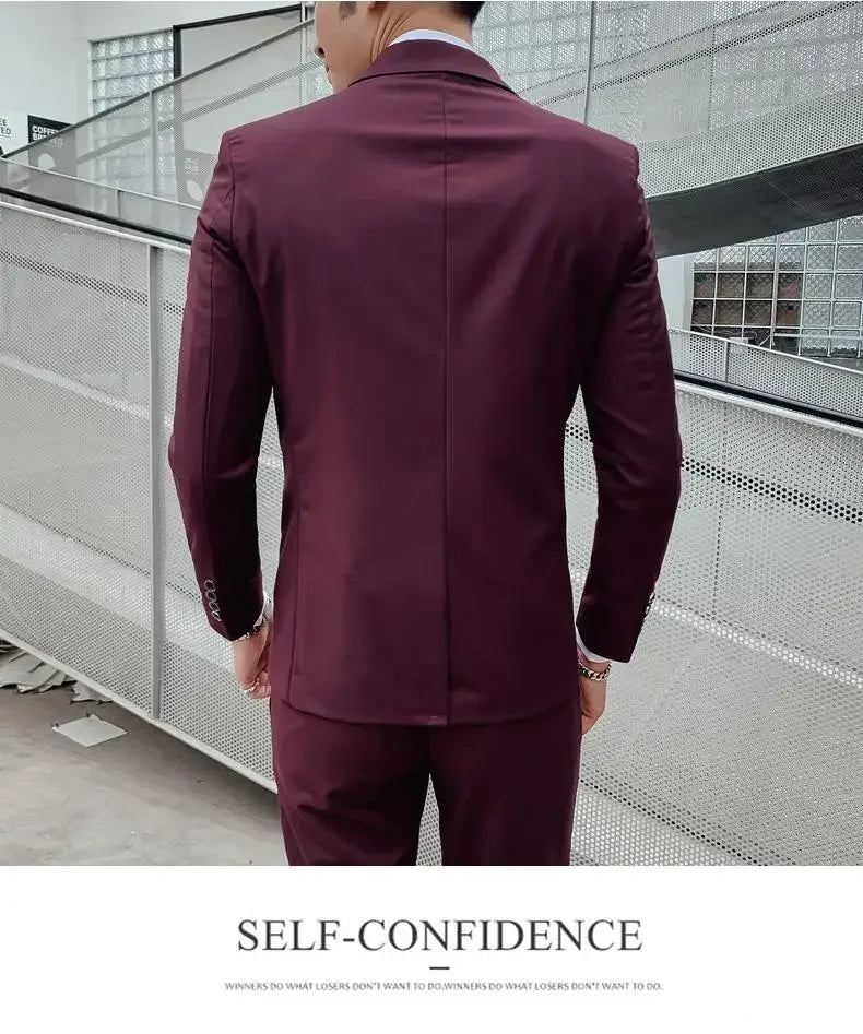 Men's Suit (Blazer+ Vest + Pants)™ Solid Color Casual Slim-fit Suit
