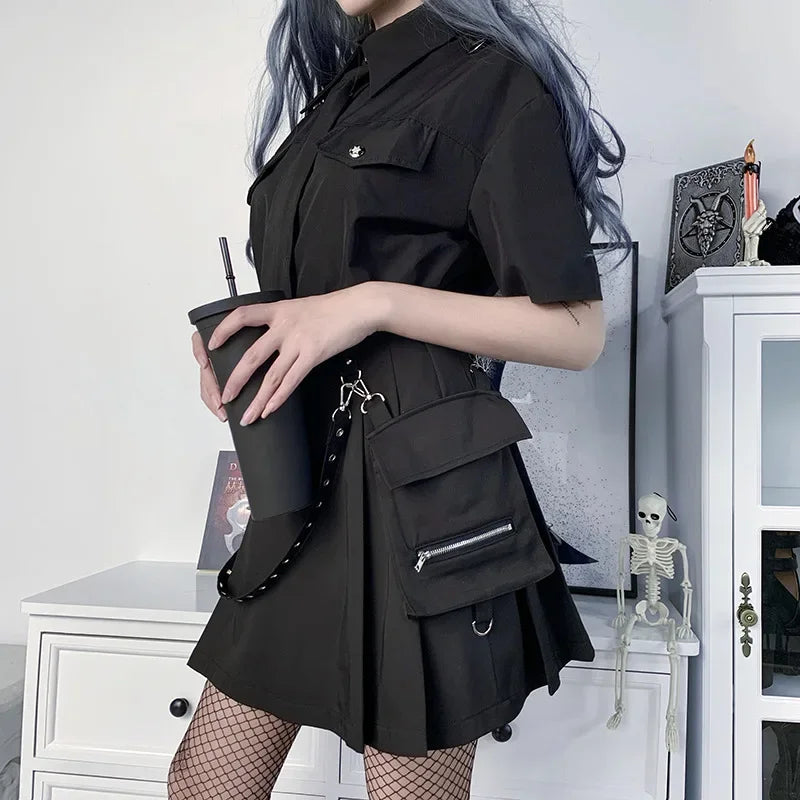 Women's Harajuku Punk Gothic Mini Skirt™ High Waist Patchwork Bandage Skirt