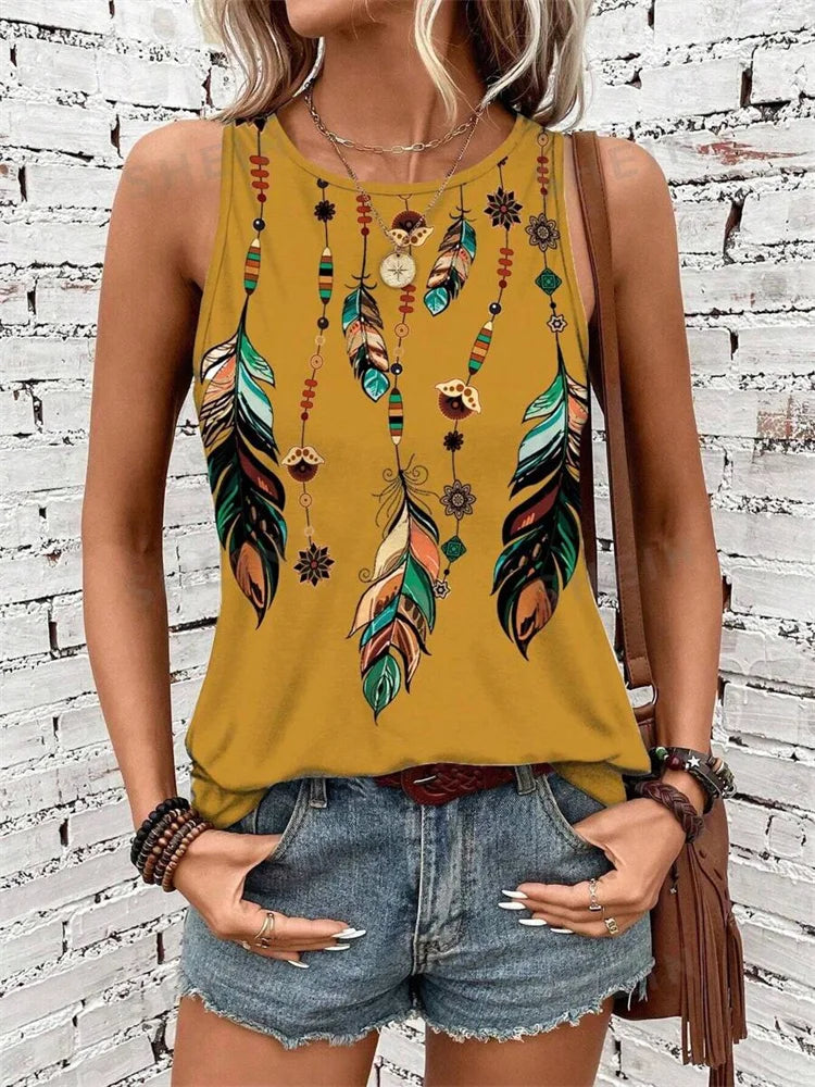 Women's  Print Tank Tops™ Outdoor Summer Sleeveless Crew-neck Tank Top