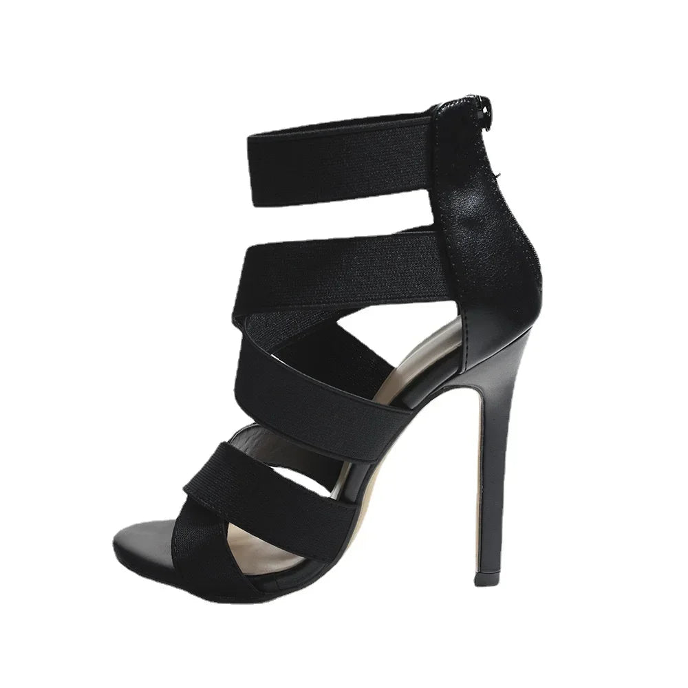 Women's High Heels™ Black Open Toes Gladiator Back Zipper High Heel Pumps Sandals