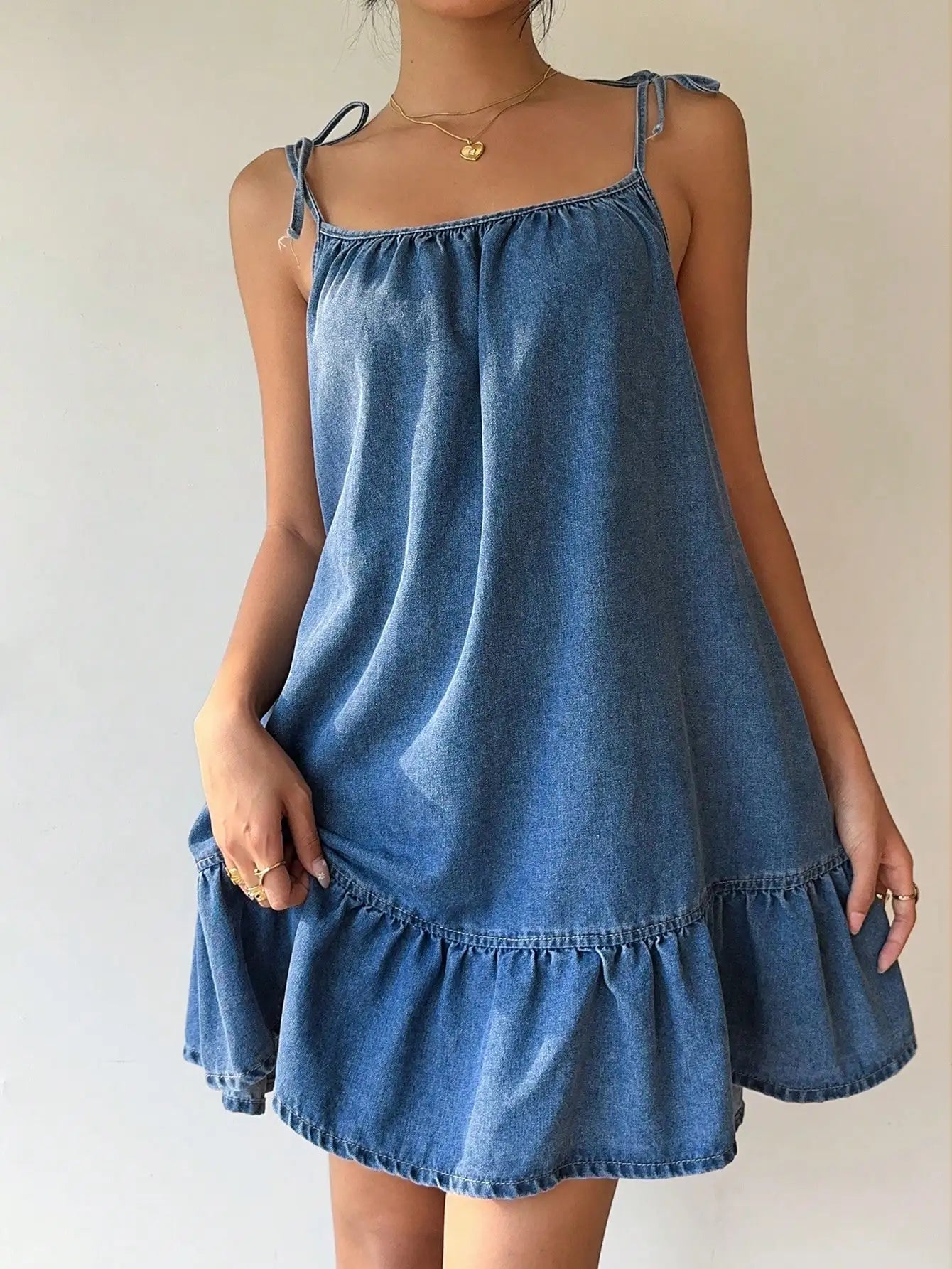 Women's French style bandeau denim dress™ elegant fashionable loose fit Dress