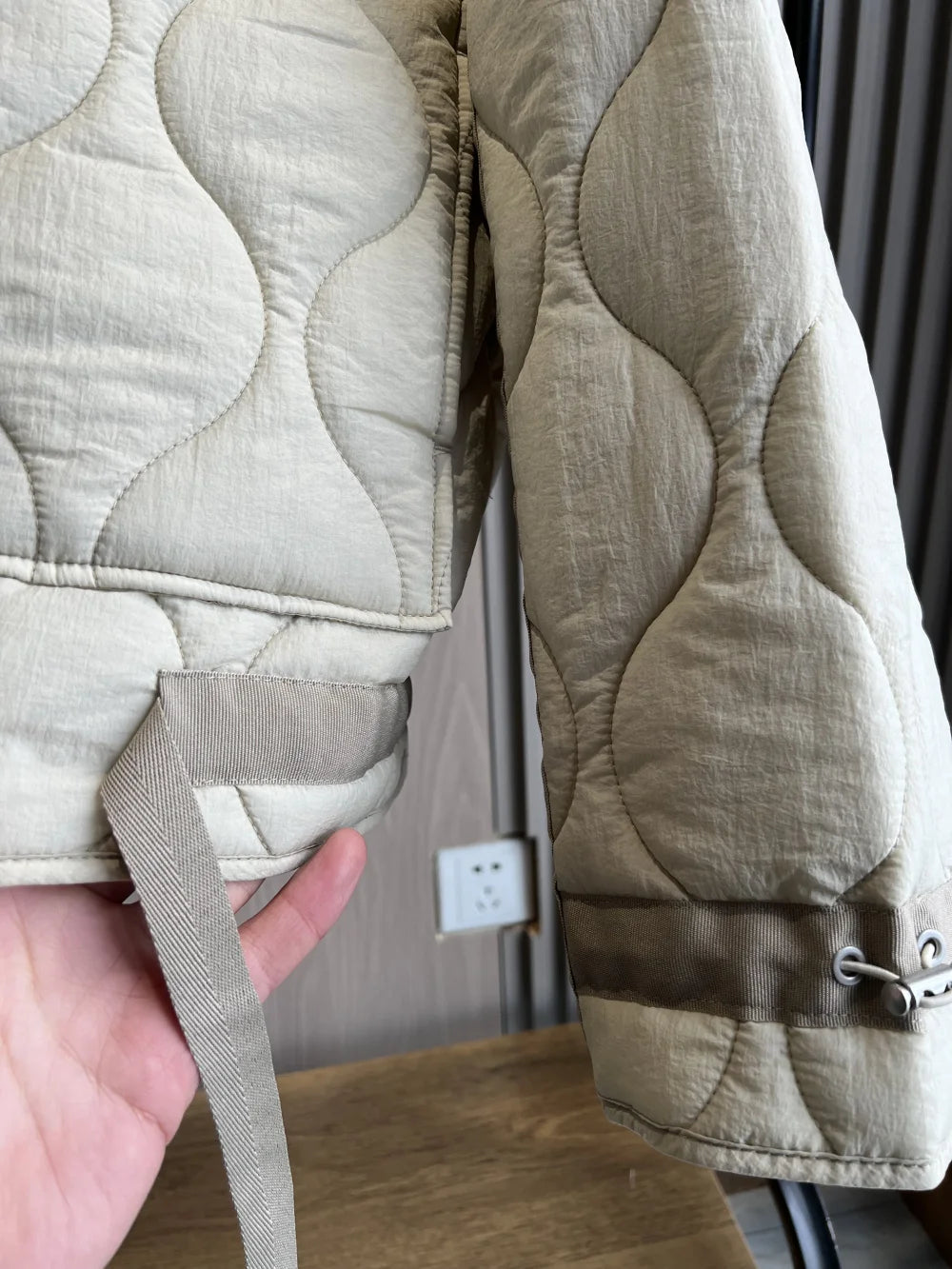 Women's Quilted Coat™ drawstring ties high neck pocket clip cotton jacket for women