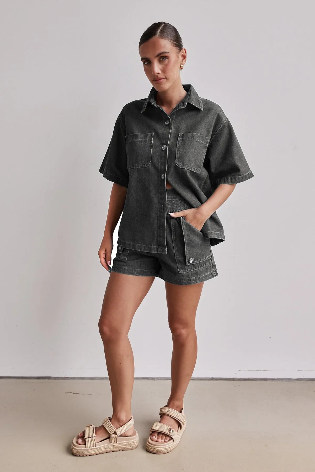 Women's Cross-Border Summer Suit™ Casual Vintage Loose-Fit Denim Shorts Suit