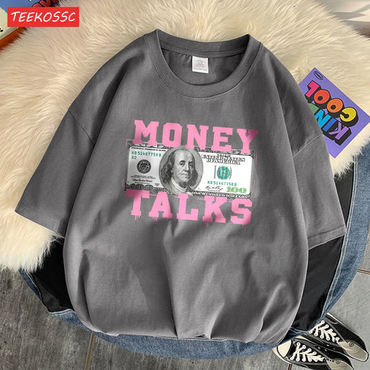 Women's T-Shirt™ Money Talks Us Dollar Short Sleeve T Shirts