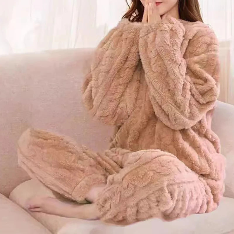 Women's Pajamas Winter Set™ Sleepwear O-neck Loose Long Sleeve Top Elastic Waist Pant Sets