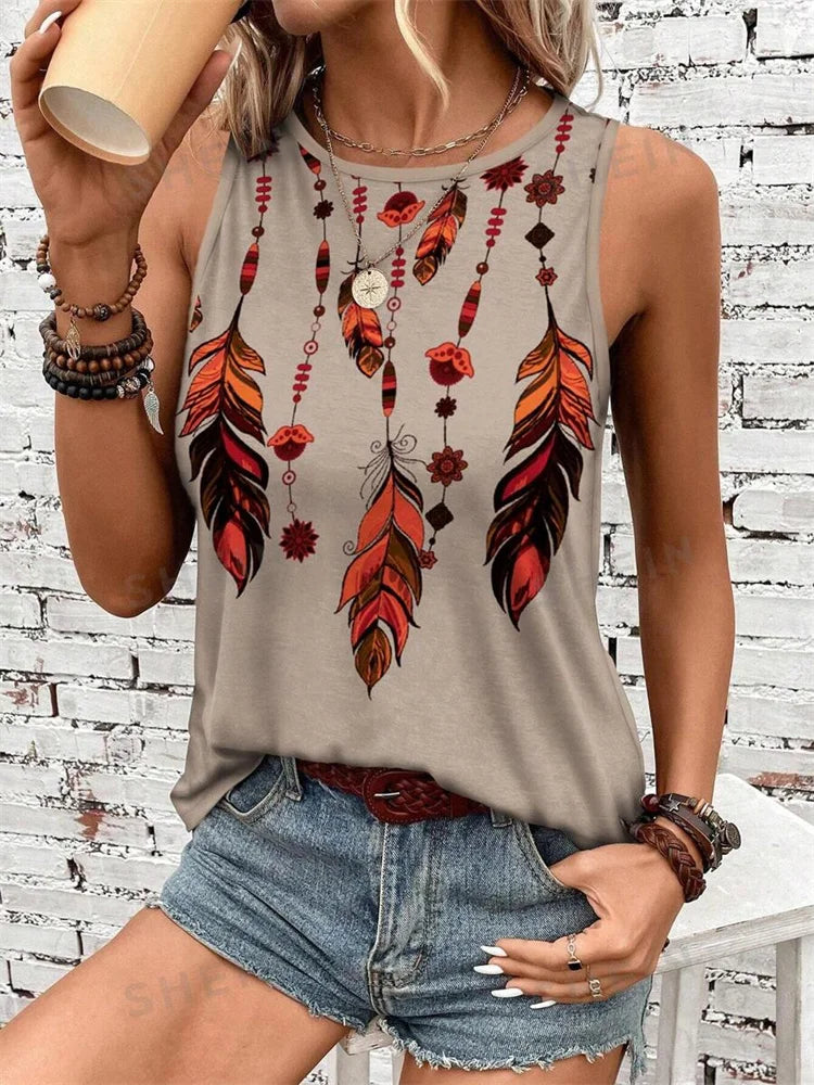 Women's  Print Tank Tops™ Outdoor Summer Sleeveless Crew-neck Tank Top