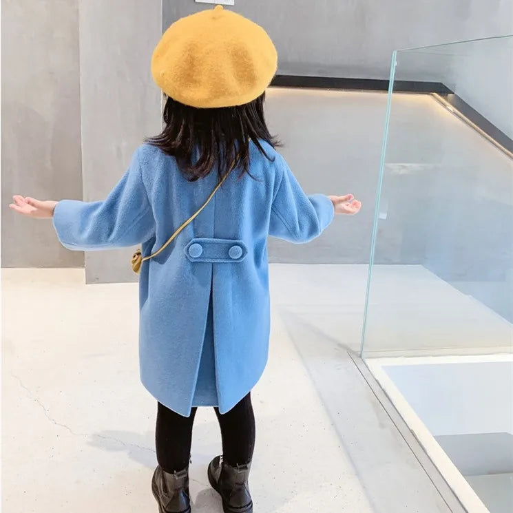 Girl's Long Cotton Coat™ Korean Style Thickened Double-breasted Jacket