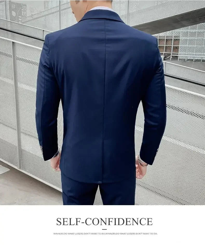 Men's Suit (Blazer+ Vest + Pants)™ Solid Color Casual Slim-fit Suit