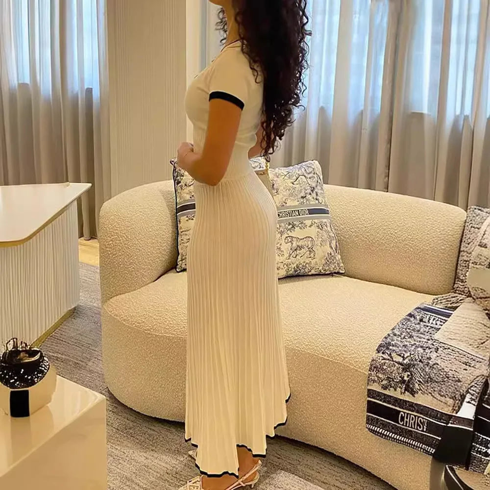 Women's Long Skirt Suit™ Summer Short Sleeve V-neck crop top elegant dress