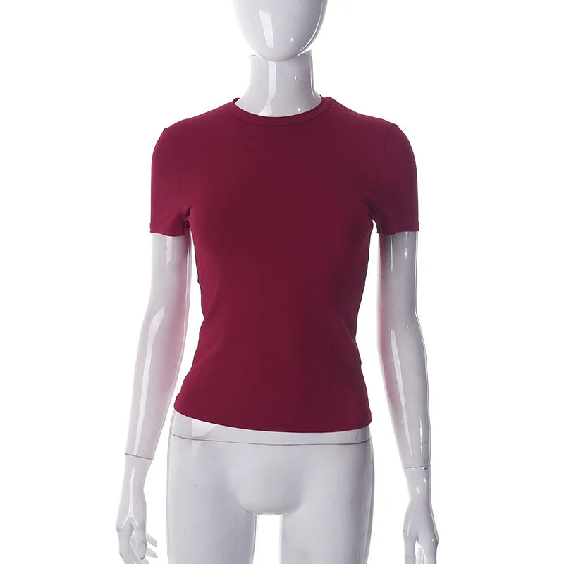 Women's Short Sleeve T-Shirt™ Solid Simple Casual Soft All-Match Basic Crop Tops